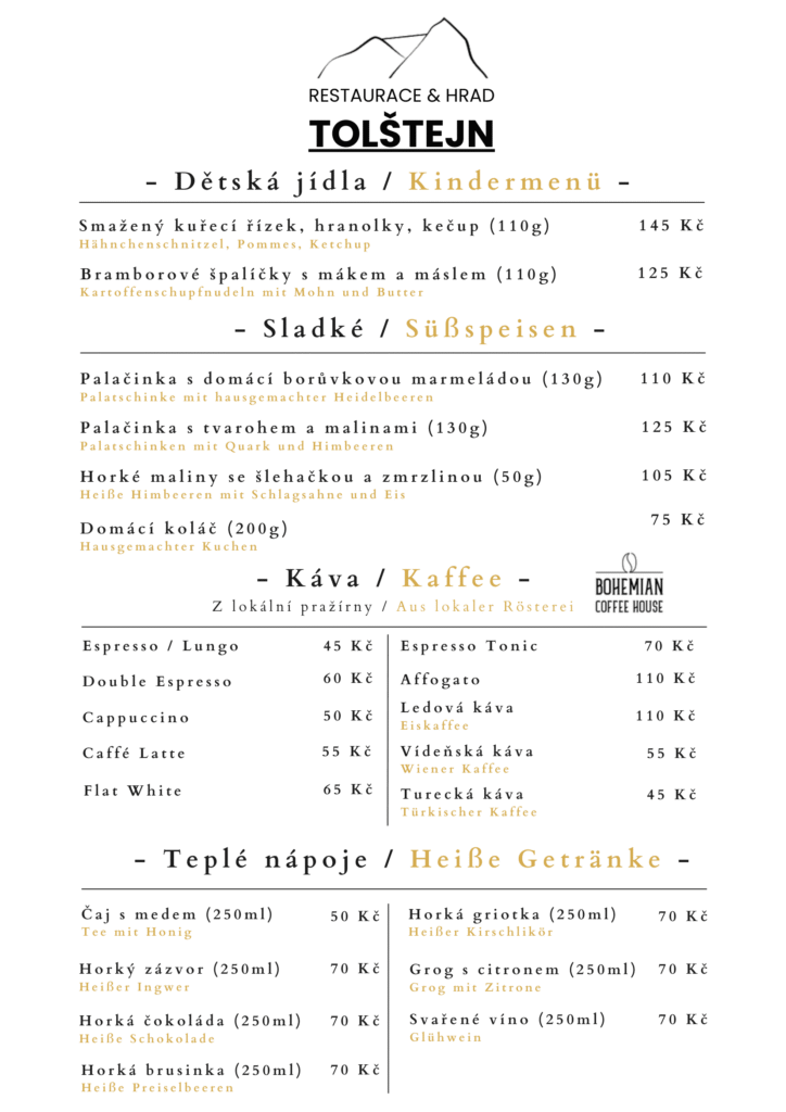 Jídelní lístek Tolštejn – strana 2